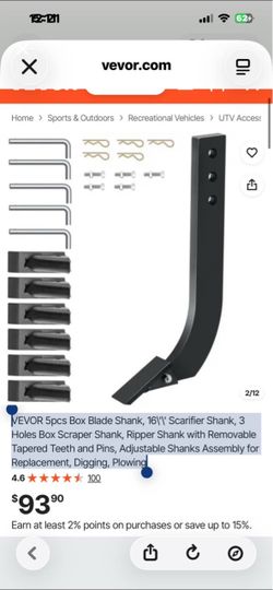 VEVOR 5pc Box Blade Scarifier Shank Set