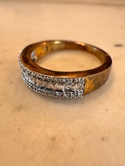 Gold Band Ring with Stone Accents