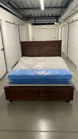 Queen bed frame with mattress
