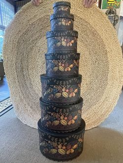 Bob’s Primitive Antique Theorem Oval Fruit basket Set Of 7
