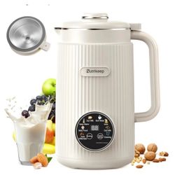 Nutrikeep Upgraded 8-in-1 Nut Milk Maker Machine with Stainless Steel Lid, 40oz