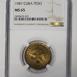 1 Peso 1987 Cuba MS 65