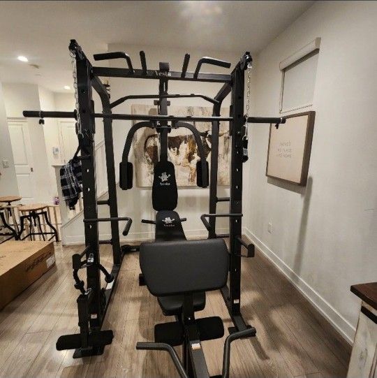 Vesta Smith Machine 1001 | Adj Bench W/ Leg Developer And Preacher Station |Gym Equipment | Fitness | Pulleys|🔴WEIGHTS AND BARBELL SOLD SEPARATELY 🔴