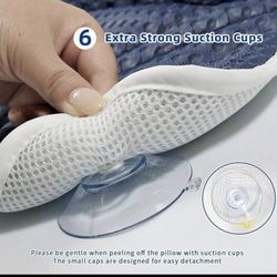 Bath Pillow for Tub, Neck, Head and Back Support with 6 Strong Non-Slip Suction Cups, 4D Air Mesh, 