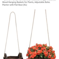 LIQING Hanging Planters for Outdoor Plants & Indoor Use – Gift for Moms, Plant Lovers, Housewarming | Thickened Wood Hanging Baskets for Plants, Adjus