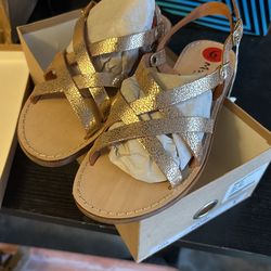 Mariella Made In Italy Metallic Woven Sandals 