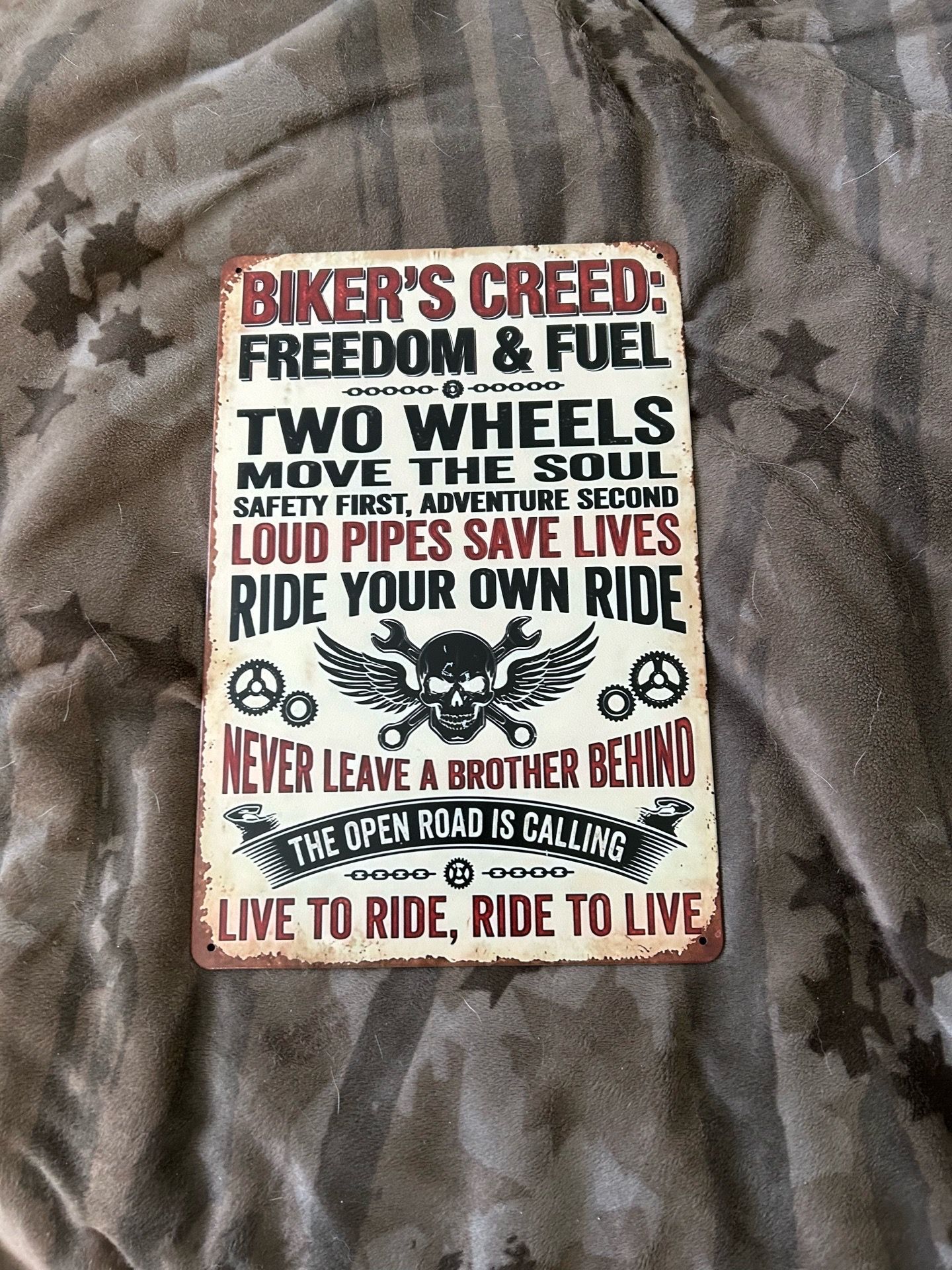 Bikers creed sign