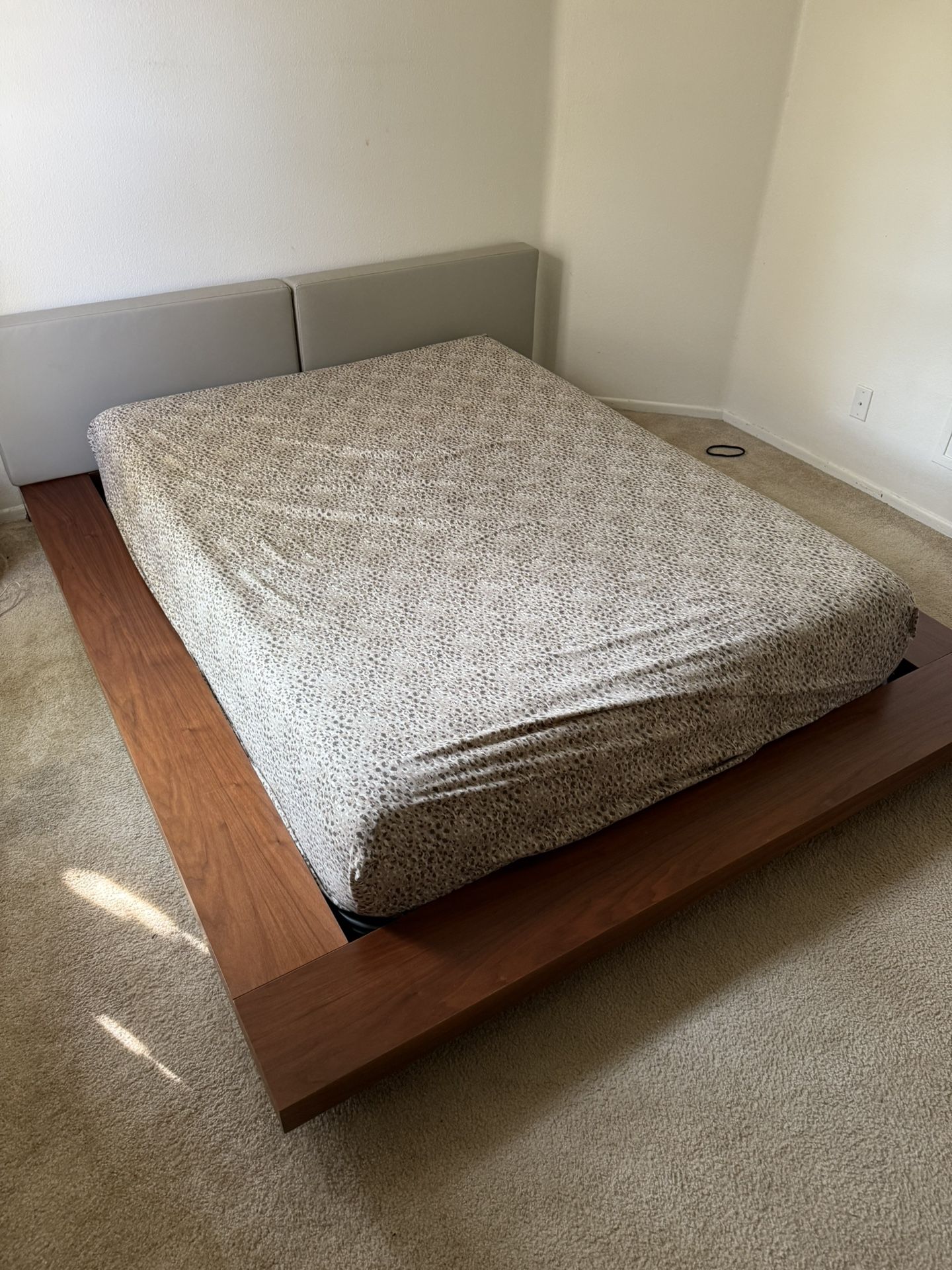Modern Walnut platform Bed 