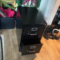 Black metal filing Cabinet - 2 drawer W/ keys $40