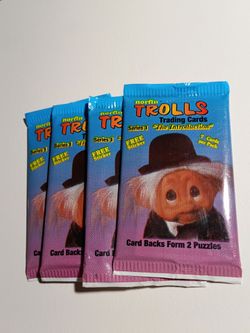 Vintage 1992 Norfin Trolls Trading Cards - Series 1 (4 Sealed Packs