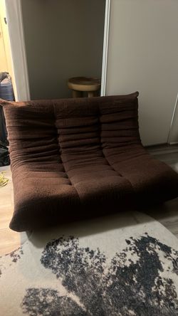 Brown Togo-Style Low-Profile Loveseat