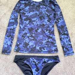 Athleta Swim Set, Long Sleeve Rash Guard And Bikini Bottom, XS-S