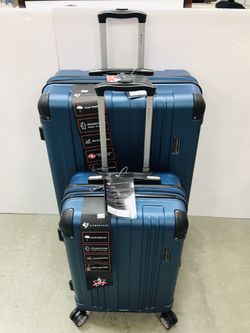 Hard case luggage set includes large size 30" (50Ib) and TSA accepted carry on (20 0"). Has spinner wheels for 360 degrees of mobility and features a
