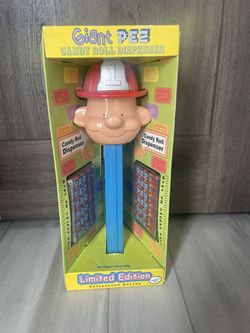 Giant Pez Limited Edition Candy Roll Dispenser Collectors Series Talking Fire Fighter
