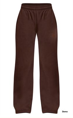 PrettyLittleThing PLT Sport Society Straight Leg Sweatpants - Chocolate (Medium)
