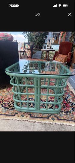 Vintagebamboo side table 30 by 30 28 tall