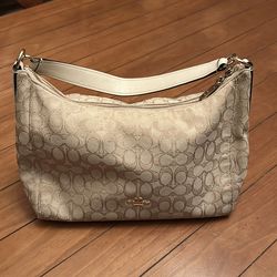 Coach Cream Leather Satchel Shoulder Bag