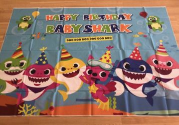 Baby Shark Backdrop 7 by 5 thin vinyl