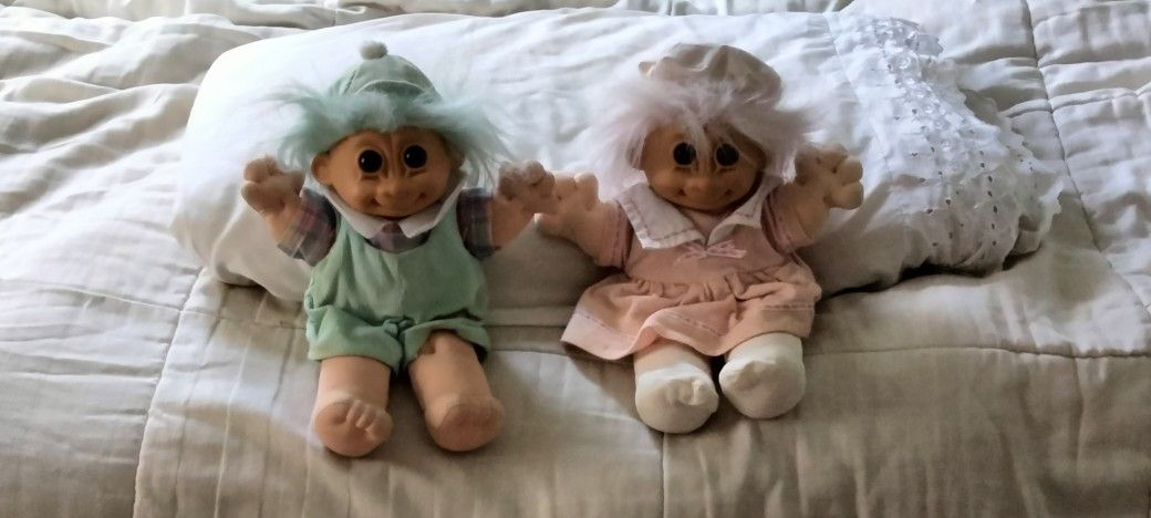 Vintage Troll Dolls Twin Boy And Girl