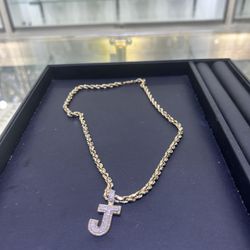 Gold Chain and J Charm 