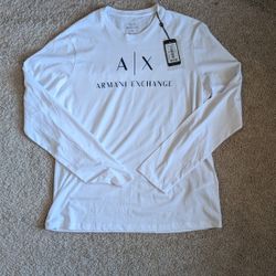 Armani Exchange White Long Sleeve Tee Shirt 