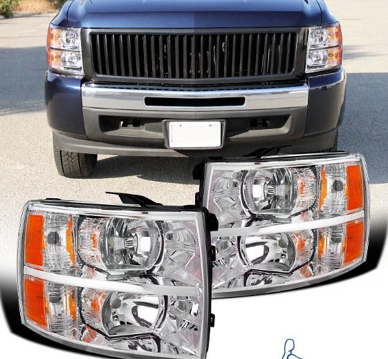 07 to 13 Chevrolet Silverado Chrome Headlights Luces Micas Faros Calaveras  