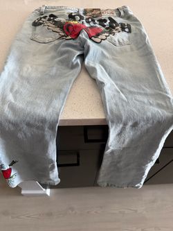 Ed Hardy Light Wash Graphic Jeans