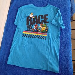 Super Mario Kart Small Youth Gamer Blue Shirt Size L