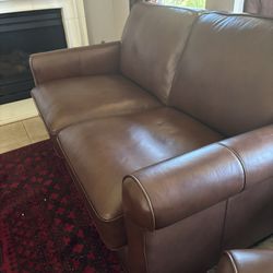 Larsen Three Piece  Top Grain Leather Couch Set