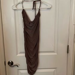 XS Tan-Brown Short Scrunched Dress 