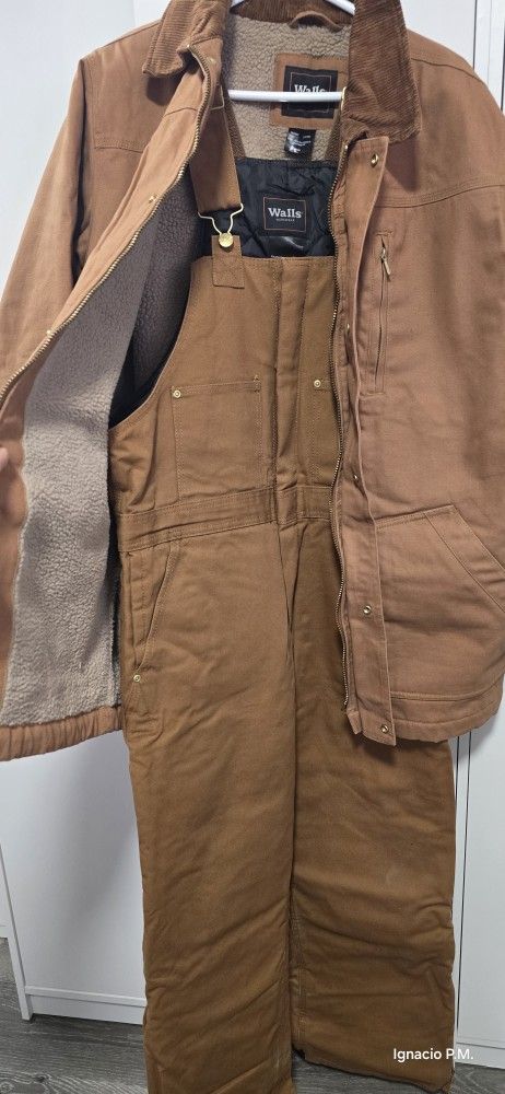 Thermal Bib Overalls And JACKET, Weather-Resistant,Medium