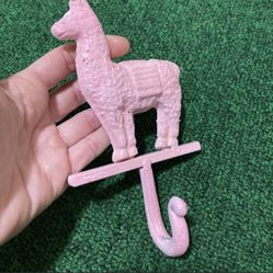 Pink Cast Iron Llama Hook