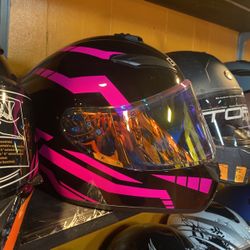 Motorcycle Pink Dot Helmet New $150