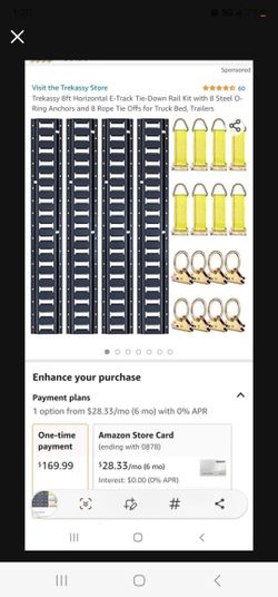 Trekassy 8ft Horizontal E-Track Tie-Down Rail Kit with 8 Steel O-Ring Anchors and 8 Rope Tie Offs for Truck Bed, Trailers