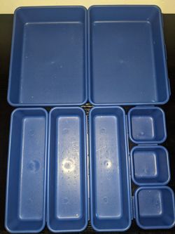 Blue Plastic Organizer Tray Set