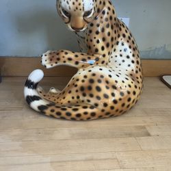 Scully & Scully Italian Hand-Painted Ceramic Leopard Statue – Made in Italy