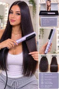 Soleil Lavender Styling Comb Heat Brush