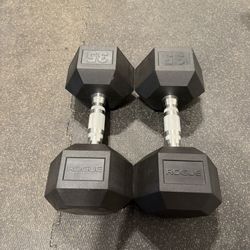 Rogue 35lb rubber hex dumbbells