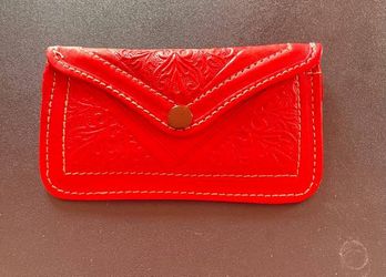 Artisanal Leather Clutch Bag - Handmade Moroccan "red" 