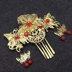 Bridal Gold Floral Hair Barrettes