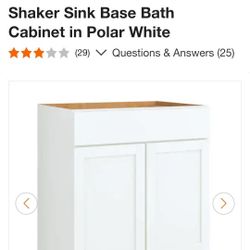 Courtland 30 in. W x 21 in. D x 34.5 in. H Assembled Shaker Sink Base Bath Cabinet in Polar White
Questions & Answers (25)