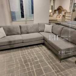 Sectional Sofa Grey Fabric Cloth New Pay Later