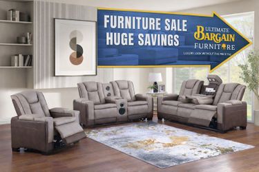 Luxury Power Reclining Living Room Set – Brown or Gray