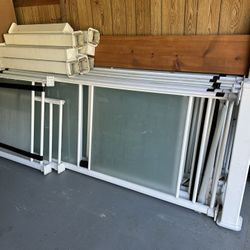 Used deck Glasrail Outdoor Glass Railings – White – $300 hardware not included
