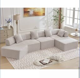 140' Sectional Sofas, Modern Modular L-Shape 4-Seat Couch for Living Room,