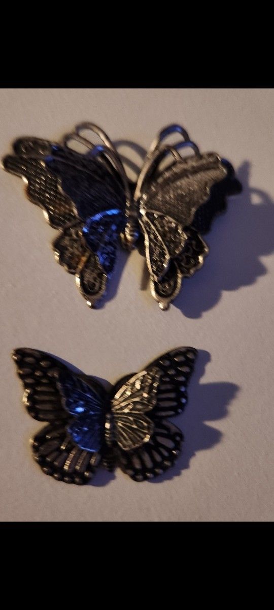 2 Metal Butterfly Jewelry Pieces