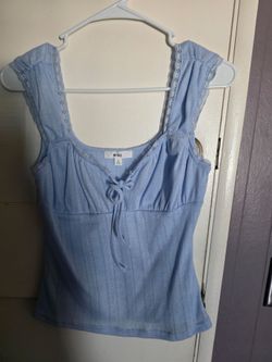 Mine Light Blue Lace Trim Tank Top Size L