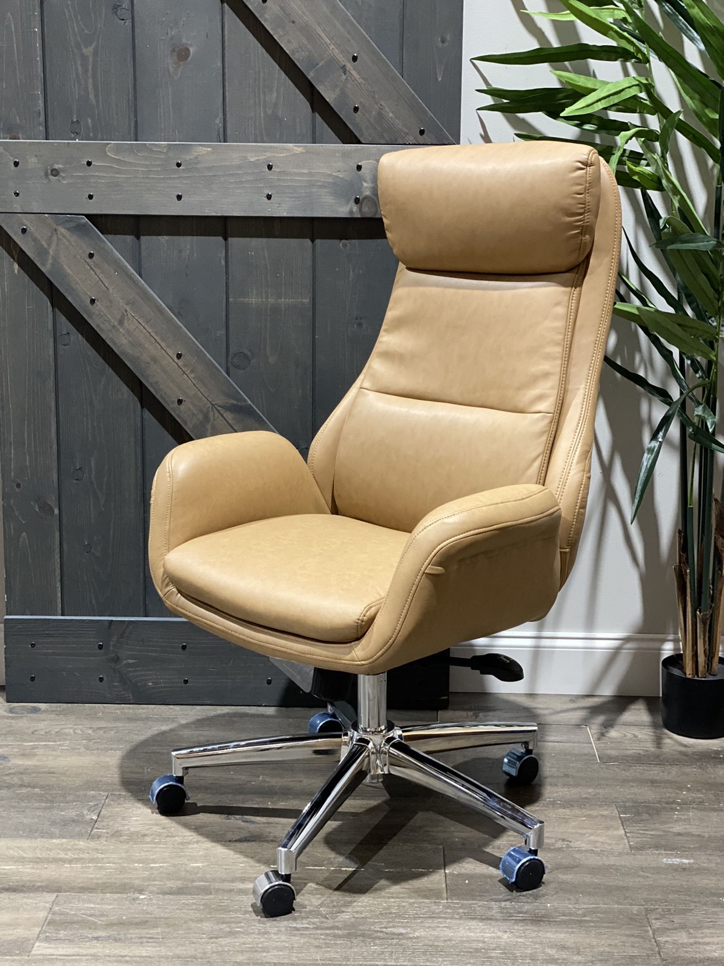 Harkness Ergonomic Faux Leather Executive Chair in camel vegan leather. MSRP $350. Our price $227 + sales tax