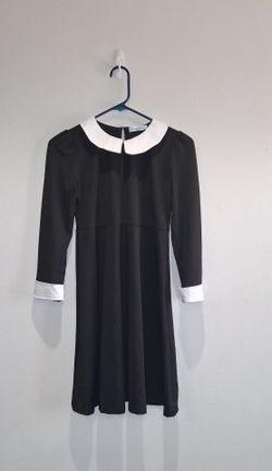 Girls, Black Dress with White Peter Pan Collar Size 10-12