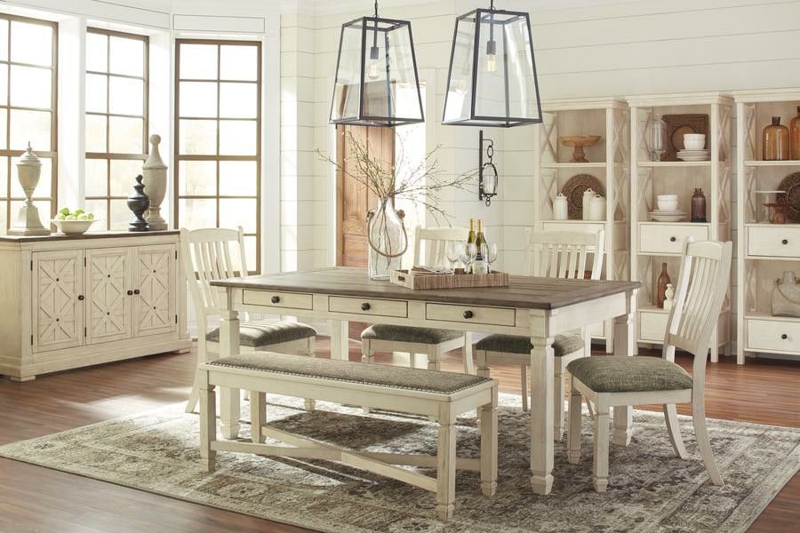 Bolanburg Antique White/Oak Dining Room Set | D647 ASHLEY